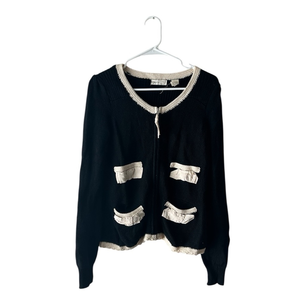 Anthropologie Sleeping On Snow 100% Wool Full-Zip Cardigan Sweater Size Medium‎
